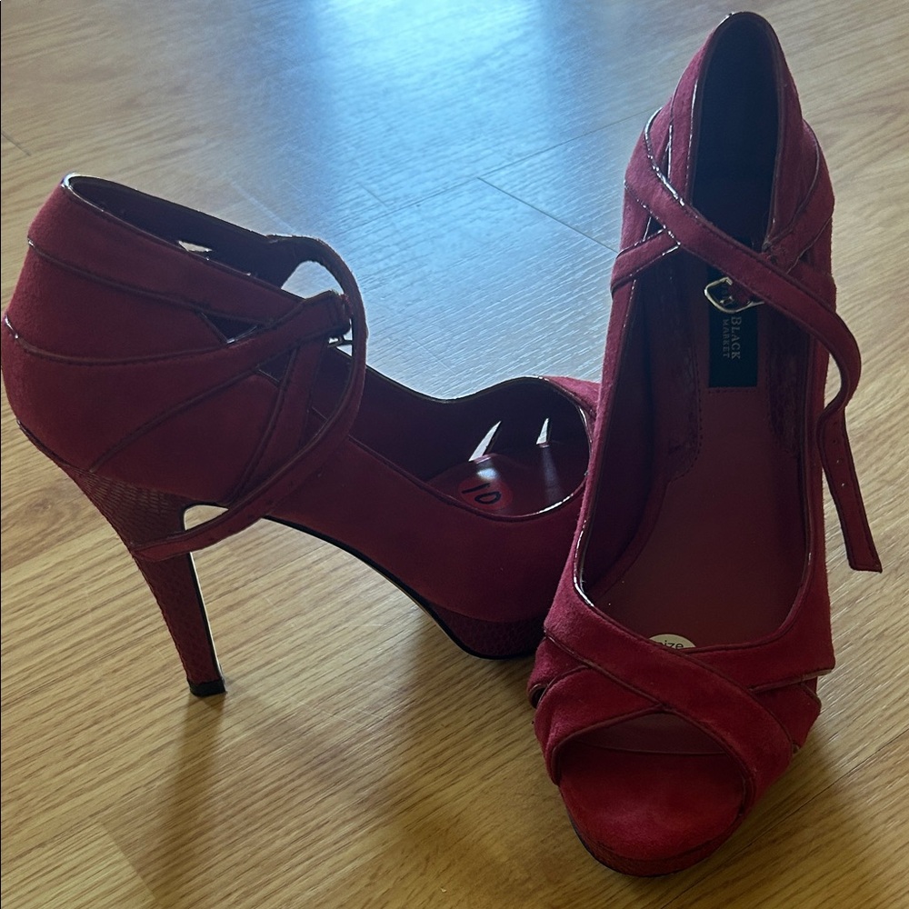 White House Black Market Crimson Strappy Heels